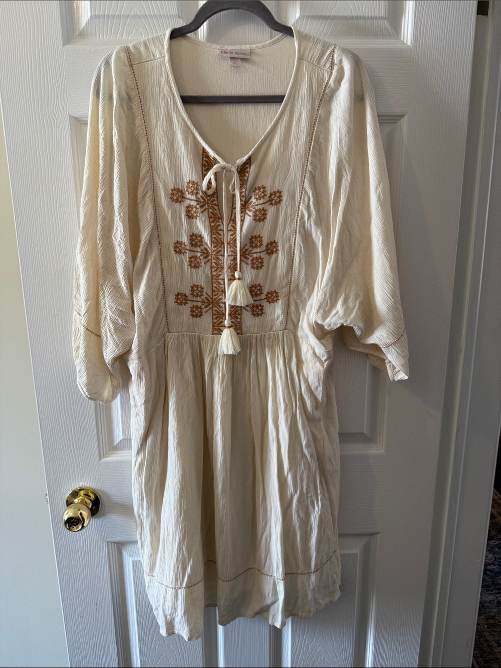 Knox Rose Cream Crinkle Textured Dress